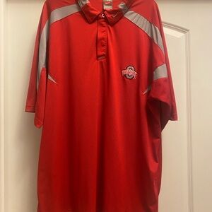 Ohio State Buckeyes Polo Shirt Mens 2XL Nike Team Fit Dry Red Pullover Golf